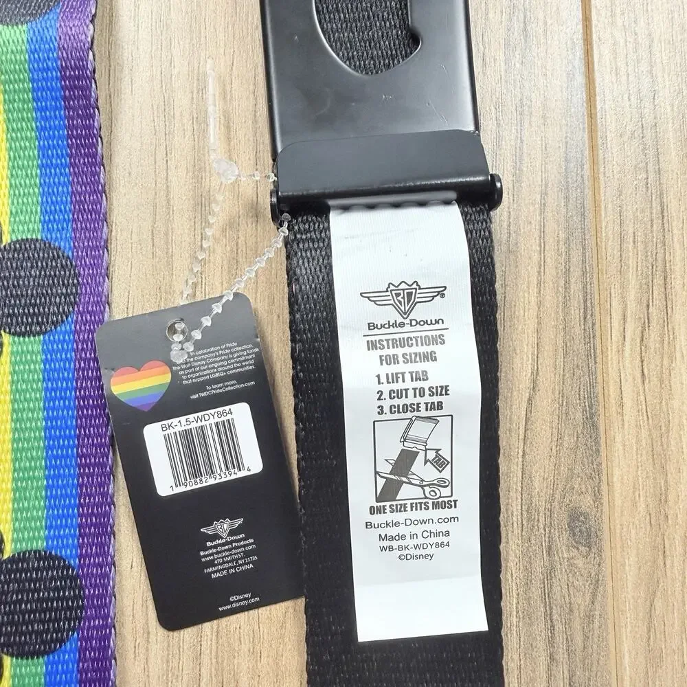 Buckle-Down Disney Pride Collection Rainbow Mickey Adjustable Web Belt Lanyard
